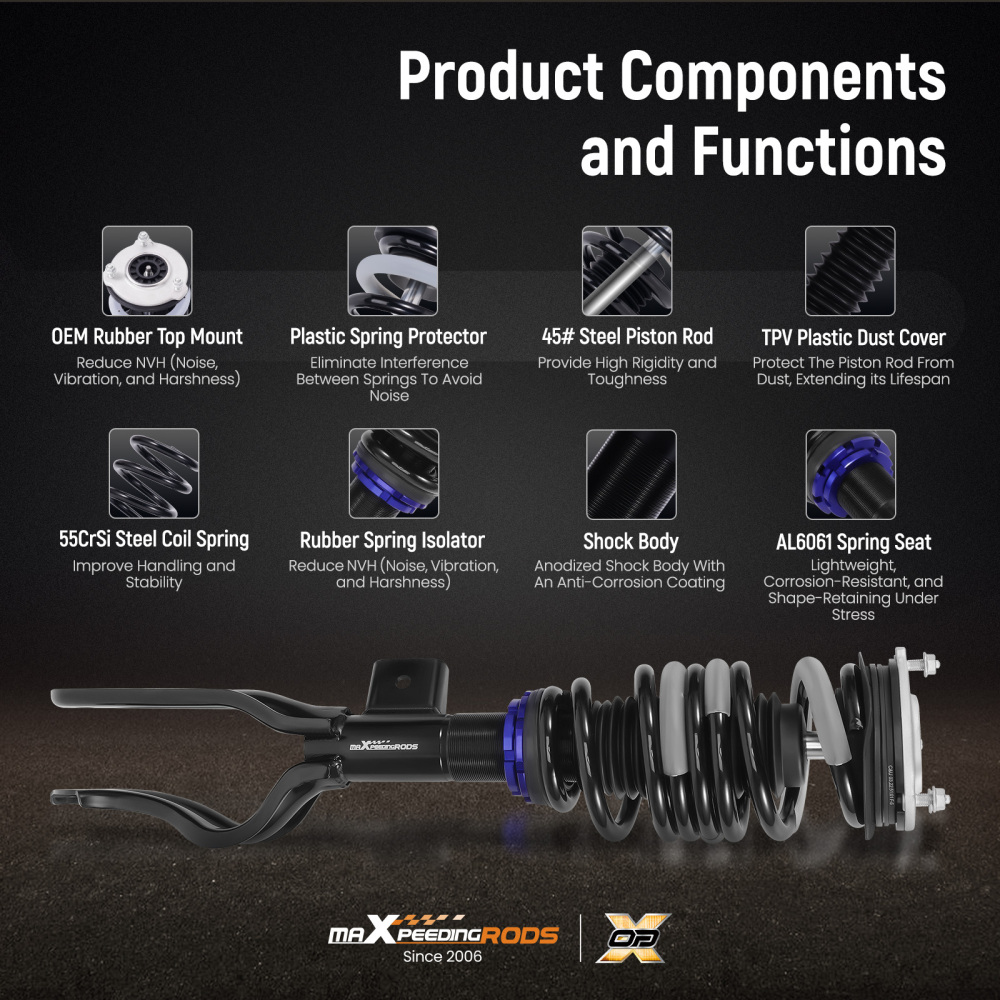 MaXpeedingrods Coilovers Lowering Kit compatible for Tesla Model 3 AWD Height Adjustable