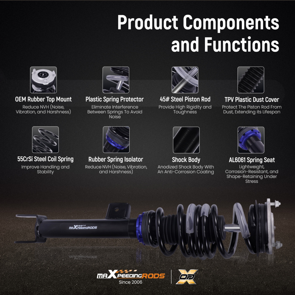 Quick Install Coilovers Suspension Lowering Kit compatible for Tesla Model 3 RWD 2017+