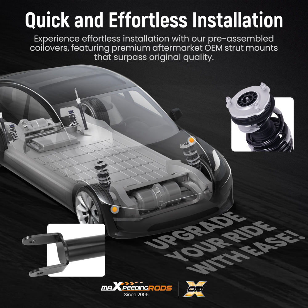 Quick Install Coilovers Suspension Lowering Kit compatible for Tesla Model 3 RWD 2017+