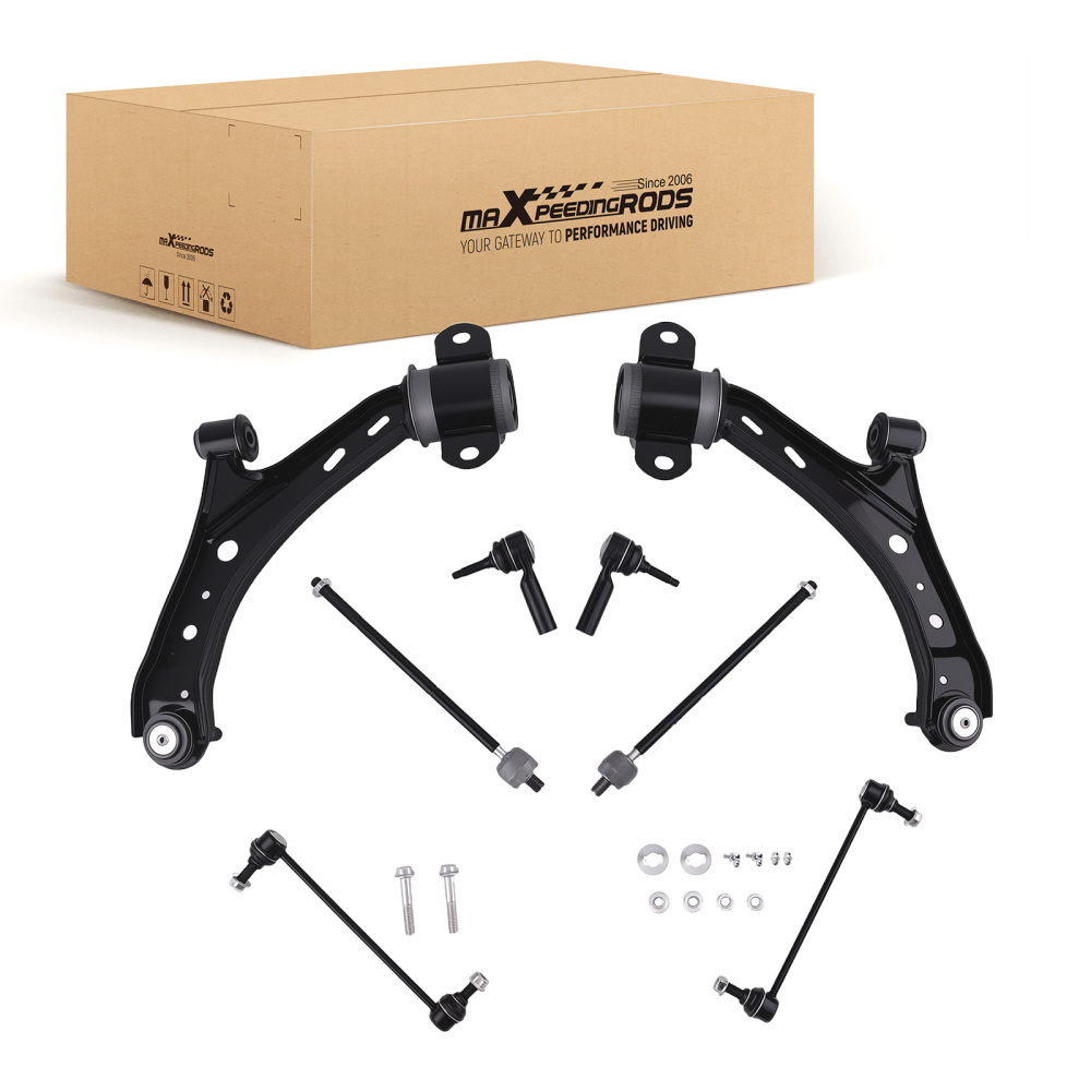 maXpeedingrods 8Pcs Suspension Kit Compatible for Ford Mustang 2005-2010, Front Lower Control Arm with Ball Joint Sway Bar End Links OuterInner Tie Rods