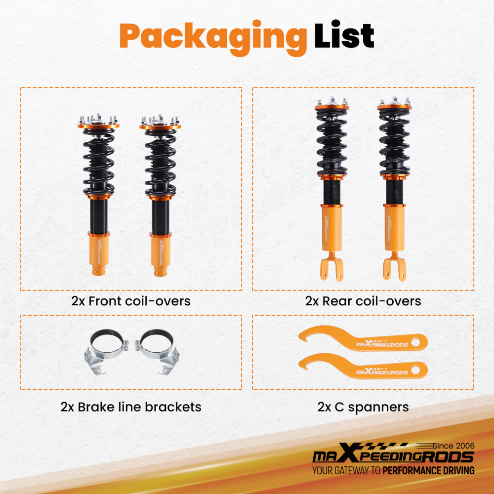 Compatible for Honda Accord 8th Gen Full Assembly Golden Coilover Suspension Kits 2008 - 2012 Lowering Kit