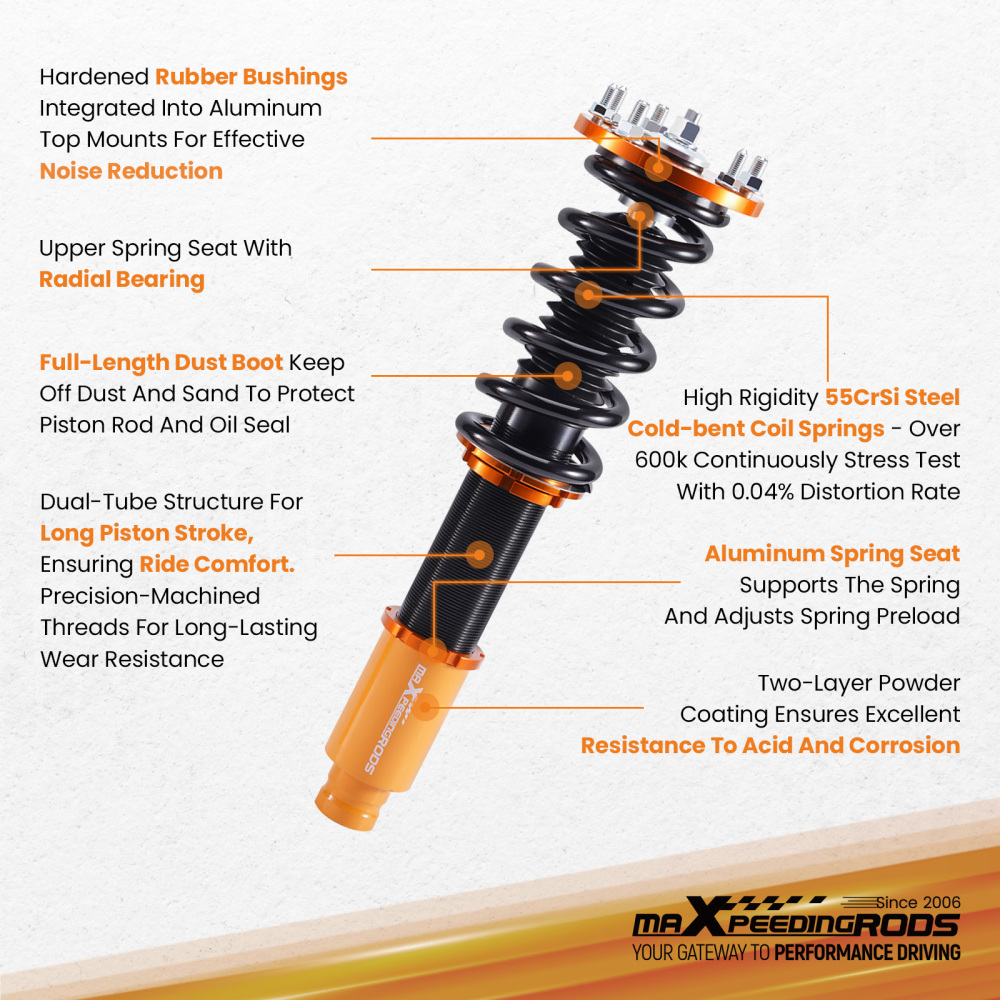 Compatible for Honda Accord 8th Gen Full Assembly Golden Coilover Suspension Kits 2008 - 2012 Lowering Kit