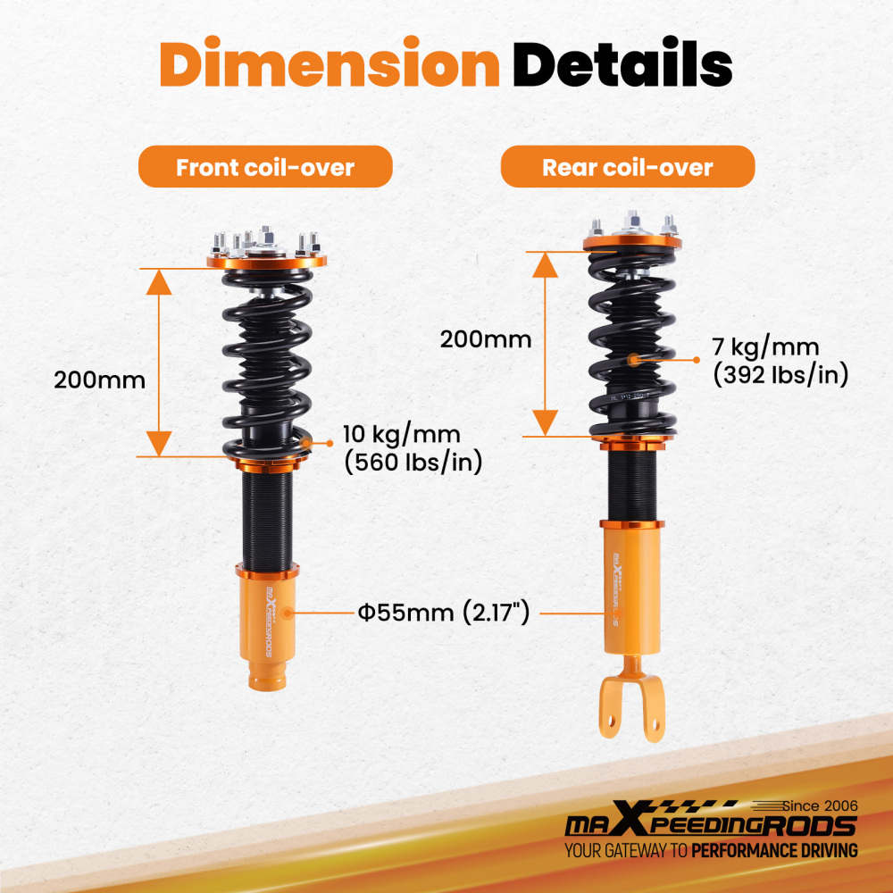 Compatible for Honda Accord 8th Gen Full Assembly Golden Coilover Suspension Kits 2008 - 2012 Lowering Kit