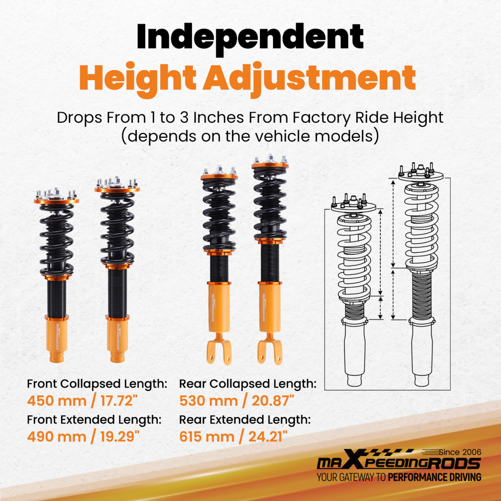 Compatible for Honda Accord 8th Gen Full Assembly Golden Coilover Suspension Kits 2008 - 2012 Lowering Kit