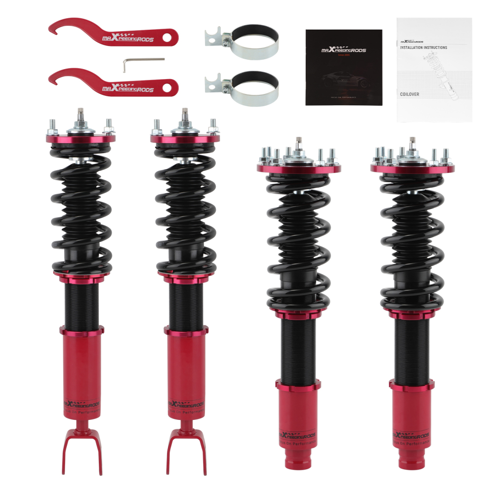 24 Ways Damper ajustable Compatible for Honda Accord 2008-2012 2.4L 3.5L engine Coilovers Suspension Kit RedLowering Kit