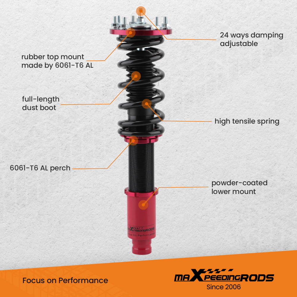 Coilovers +Rear Camber Control Arms Kit compatible for Honda Accord 2008-12 compatible for Acura TSX 09-14