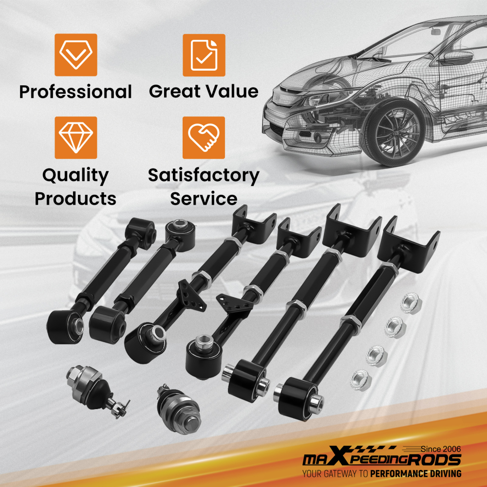 Coilovers +Rear Camber Control Arms Kit compatible for Honda Accord 2008-12 compatible for Acura TSX 09-14