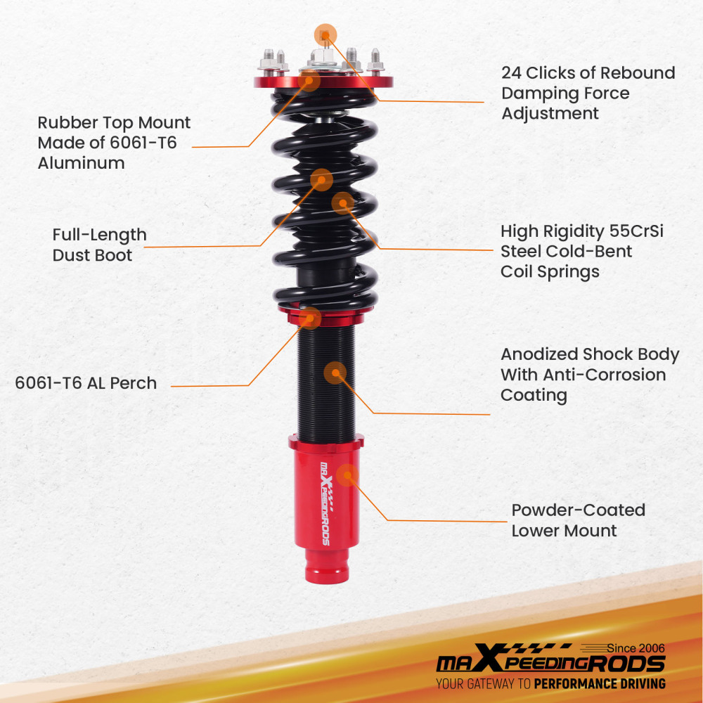 Coilovers Suspension Shocks compatible for Honda Accord VIII CP 2008-12 3.5 2.4 2.0 i-VTEC