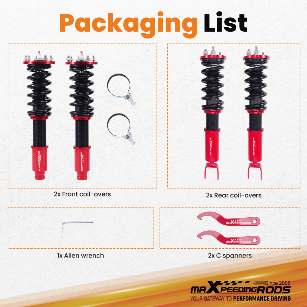 Coilovers Suspension Shocks compatible for Honda Accord VIII CP 2008-12 3.5 2.4 2.0 i-VTEC