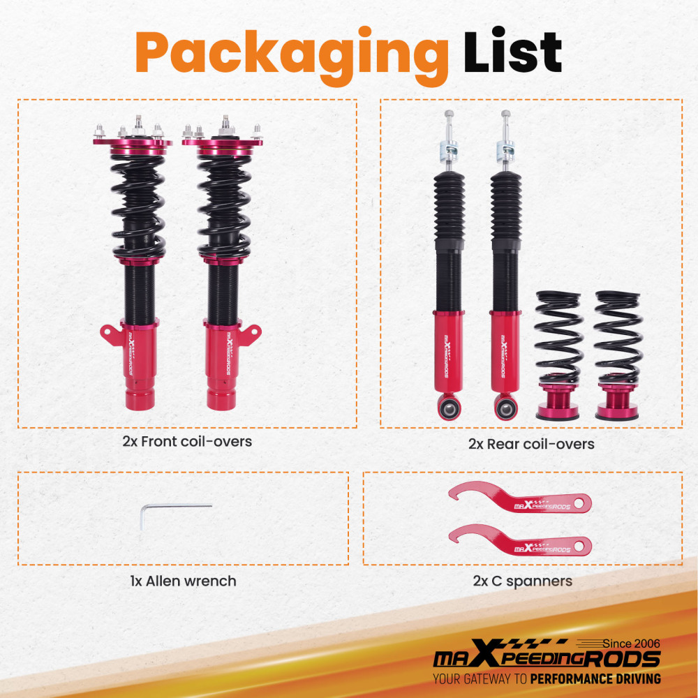 24 Way Adjustable Damper Coilovers Suspension Kit compatible for Honda Accord 18-21 w/o ADS