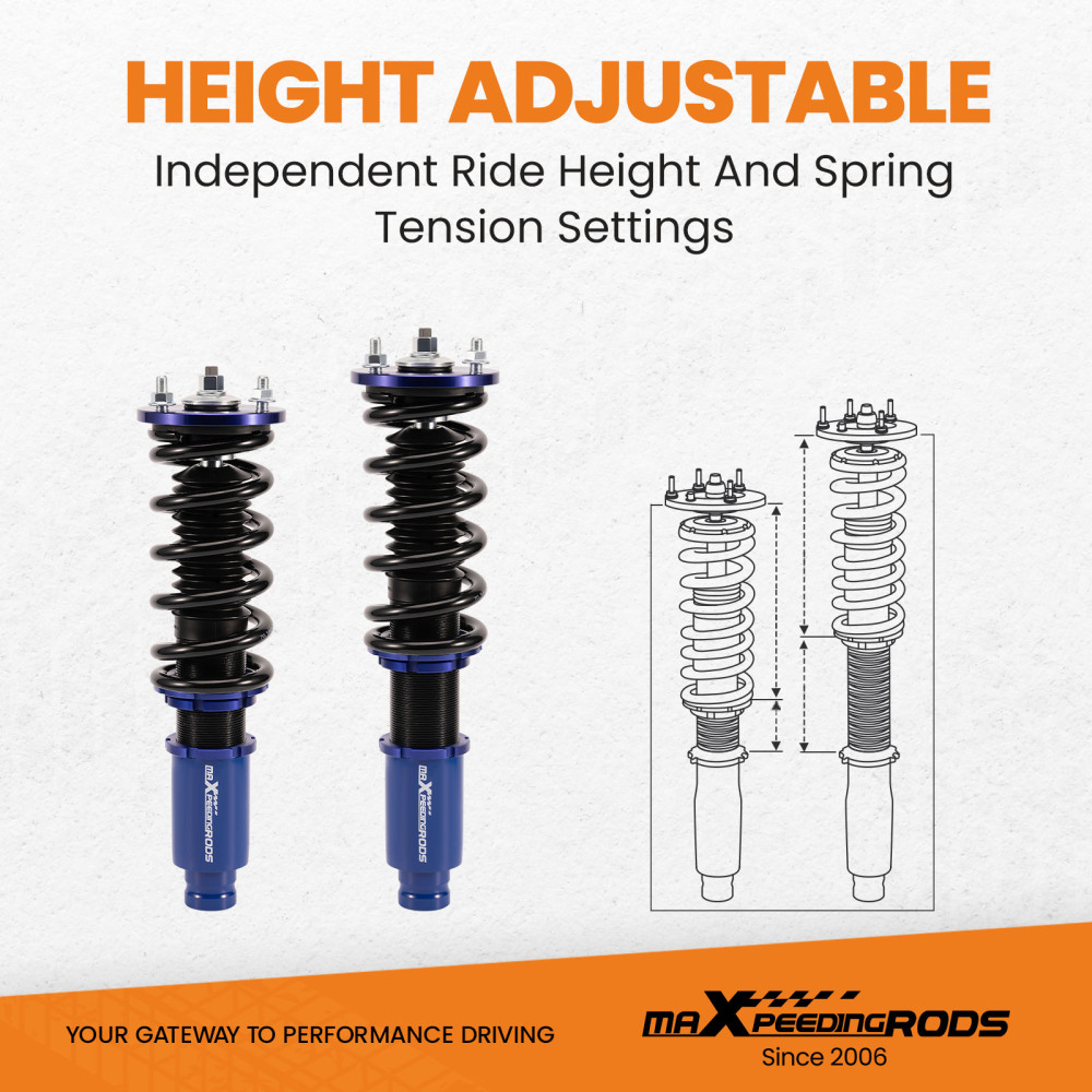 Compatible for Honda Accord 1994-1997 compatible for Acura CL 97-99 Adj. Height Shock Strut Coilovers Blue lowering kit