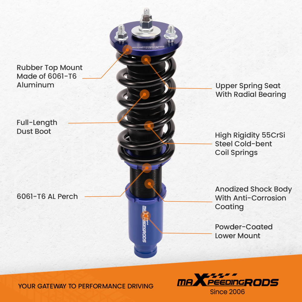 Compatible for Honda Accord 1994-1997 compatible for Acura CL 97-99 Adj. Height Shock Strut Coilovers Blue lowering kit