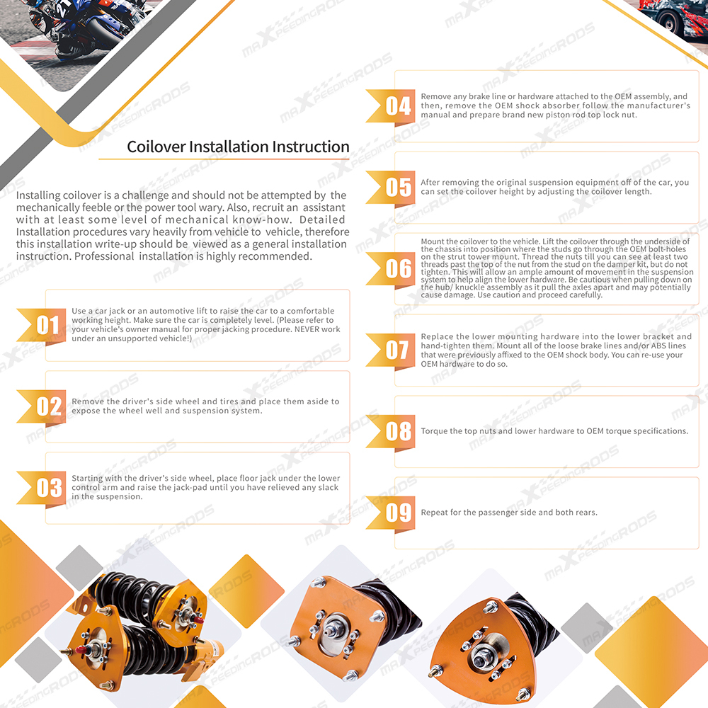 Height Adjustment Coilovers Suspension compatible for Honda Accord DX/EX/LX CD5 CD7 94-97