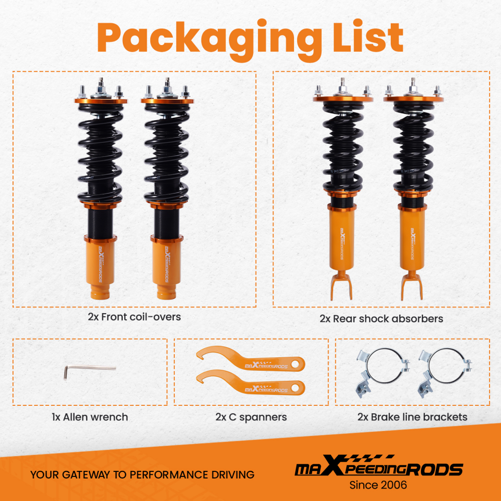 24 Way Adjustable Coilover Coilover compatible for Honda Accord CL 1997-1999 Shock Absorber