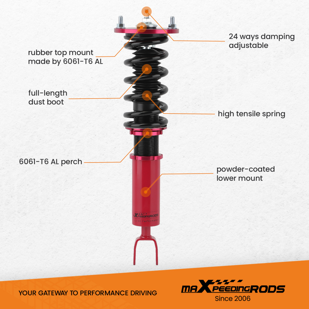 Racing Coilovers compatible for Honda Accord 90-97 compatible for Acura 97-99 CB CD 24 Ways Damper Shocks Lowering Kit