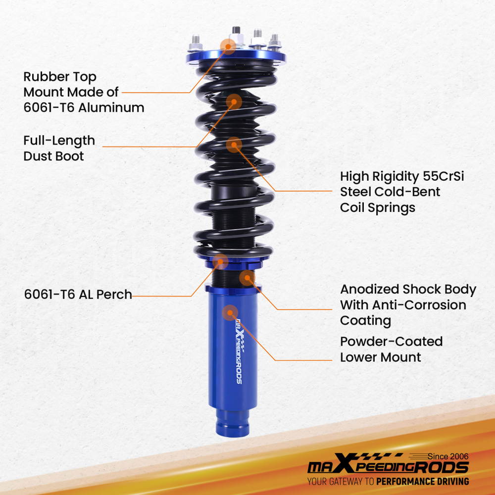 1998 - 2003 compatible for Honda Accord compatible for Acura Adjustable Coilovers Suspension Kit