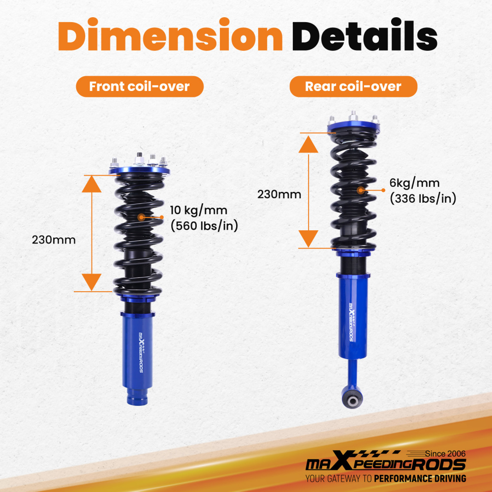 1998 - 2003 compatible for Honda Accord compatible for Acura Adjustable Coilovers Suspension Kit
