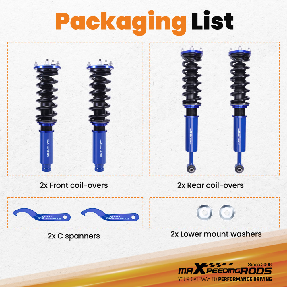 1998 - 2003 compatible for Honda Accord compatible for Acura Adjustable Coilovers Suspension Kit