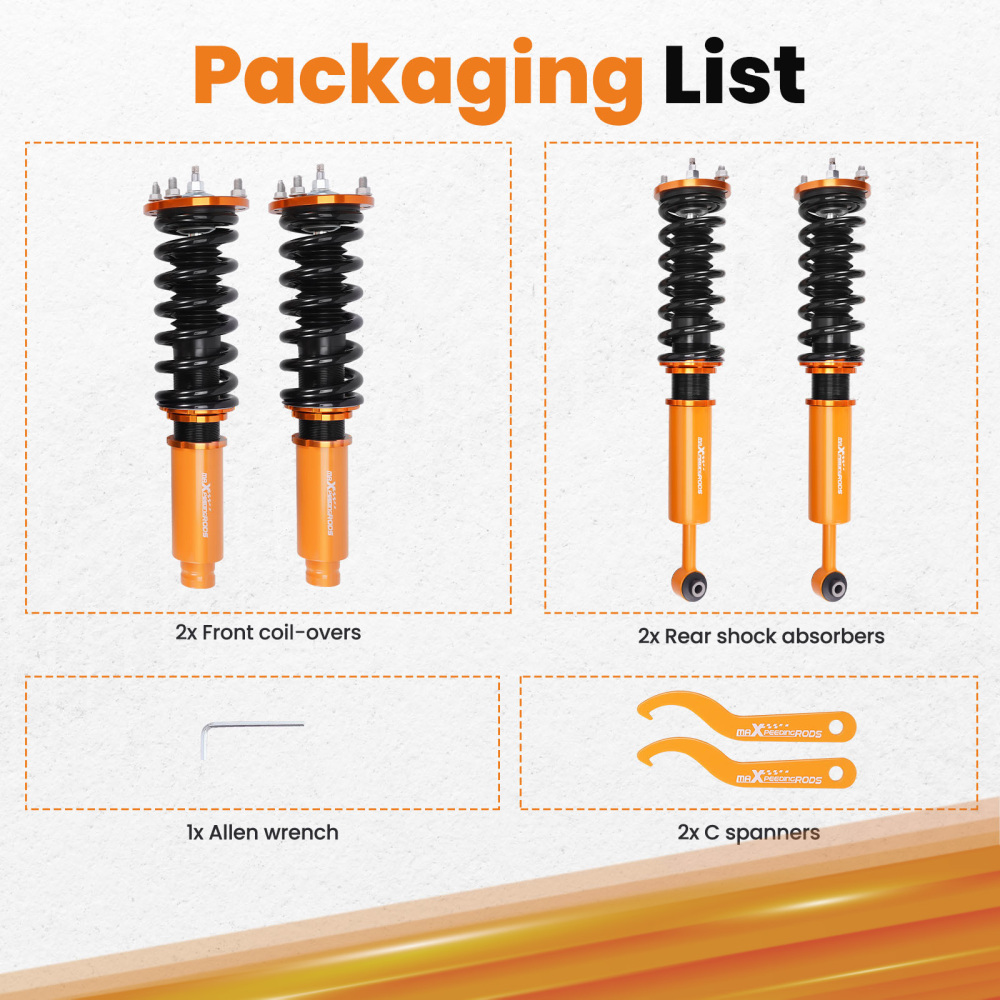 1998-2002 Compatible for Honda Accord Coilovers Spring Struts Shock Absorber Lowering Kit