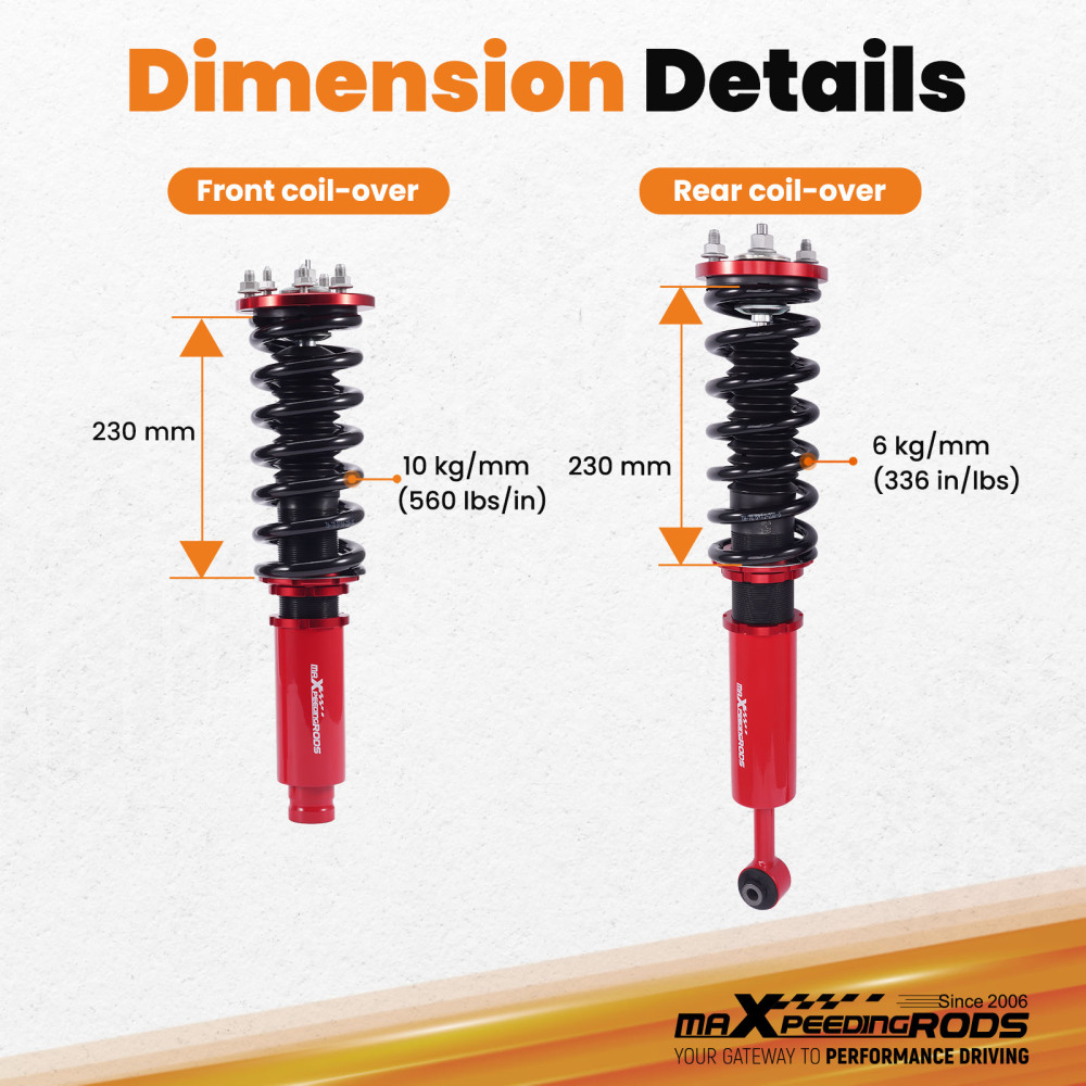 1998-2002 compatible for Honda Accord 1999 - 2003 compatible for Acura TL Suspension Kit Full Coilovers Struts Shock