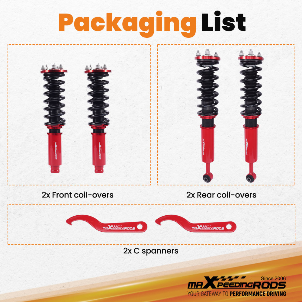 1998-2002 compatible for Honda Accord 1999 - 2003 compatible for Acura TL Suspension Kit Full Coilovers Struts Shock