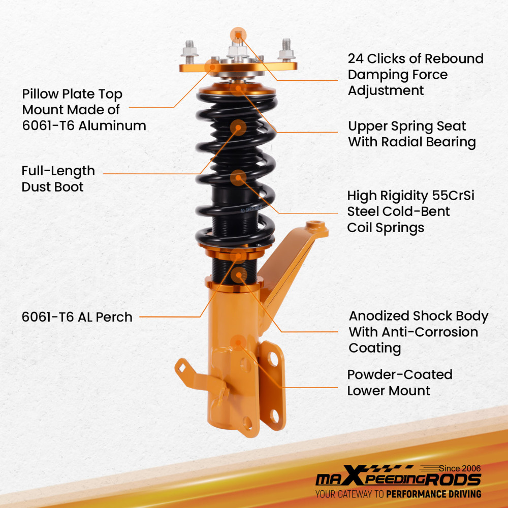 Compatible for Honda Integra DC5 2001-2006 compatible for Acura RSX 24 Ways Adjustable Damper Coilover Kit Lowering Kit