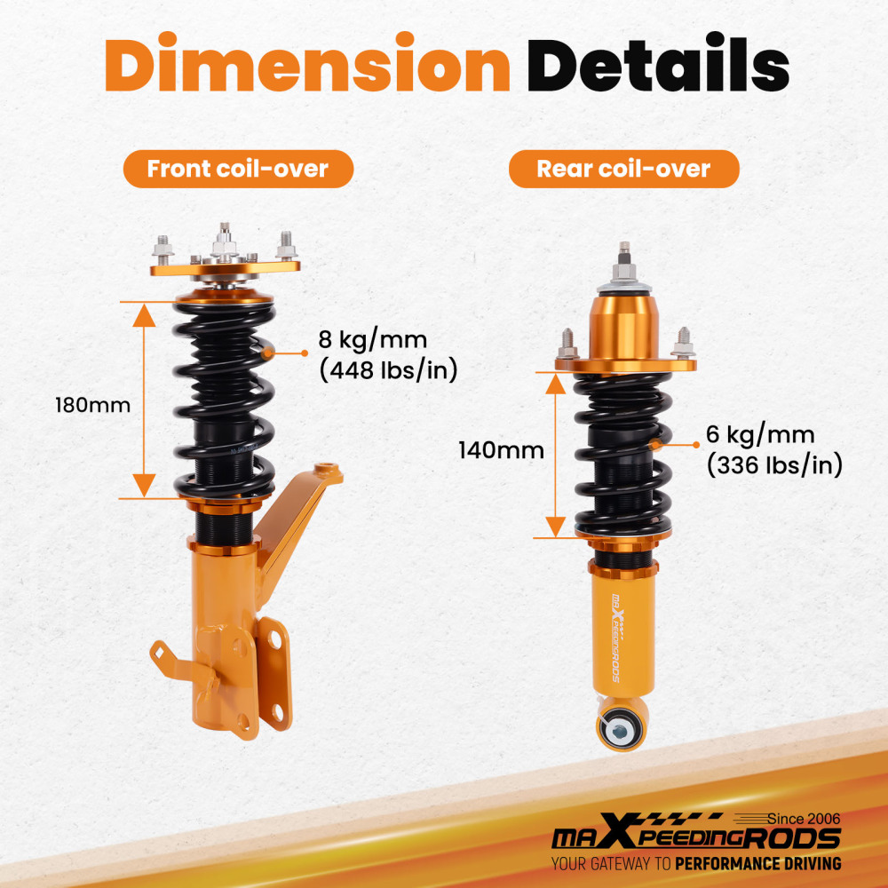 Compatible for Honda Integra DC5 2001-2006 compatible for Acura RSX 24 Ways Adjustable Damper Coilover Kit Lowering Kit