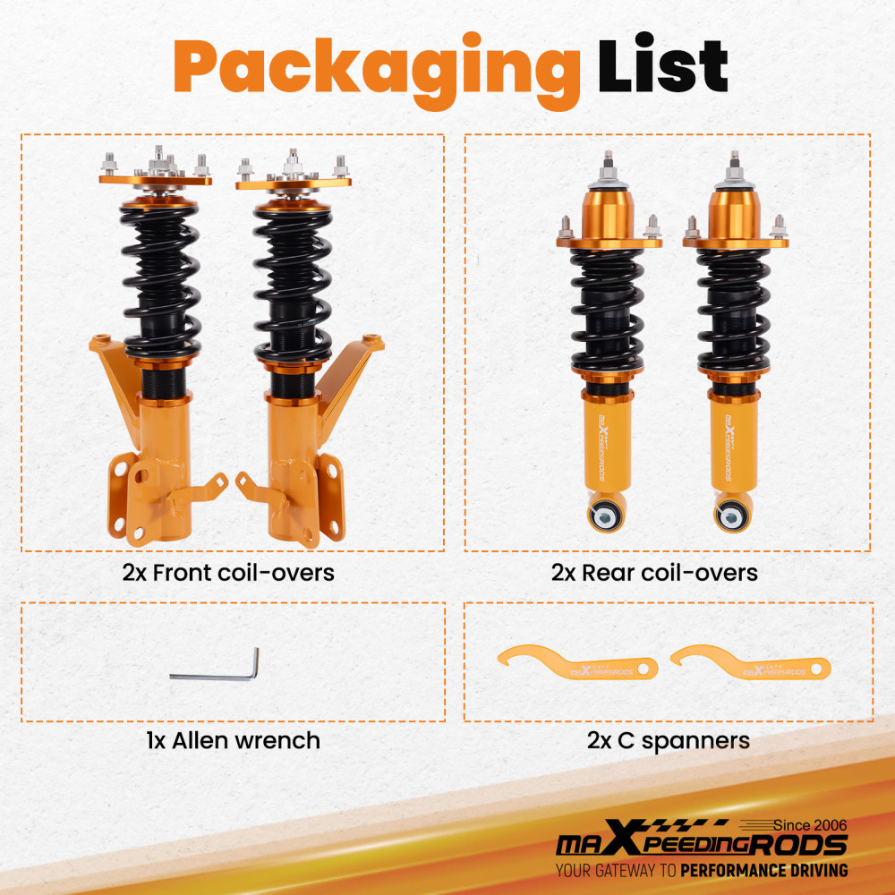 Compatible for Honda Integra DC5 2001-2006 compatible for Acura RSX 24 Ways Adjustable Damper Coilover Kit Lowering Kit