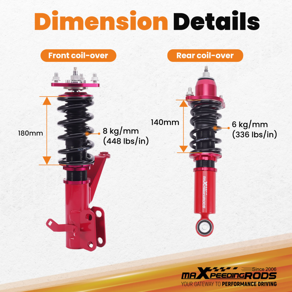 MaXpeedingrods 24 Way Adjustable Damper Coilovers Struts Kit compatible for Acura RSX 02-06