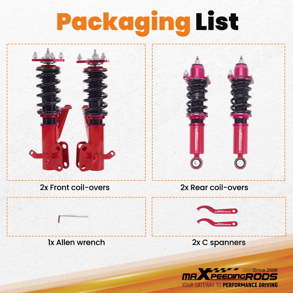MaXpeedingrods 24 Way Adjustable Damper Coilovers Struts Kit compatible for Acura RSX 02-06