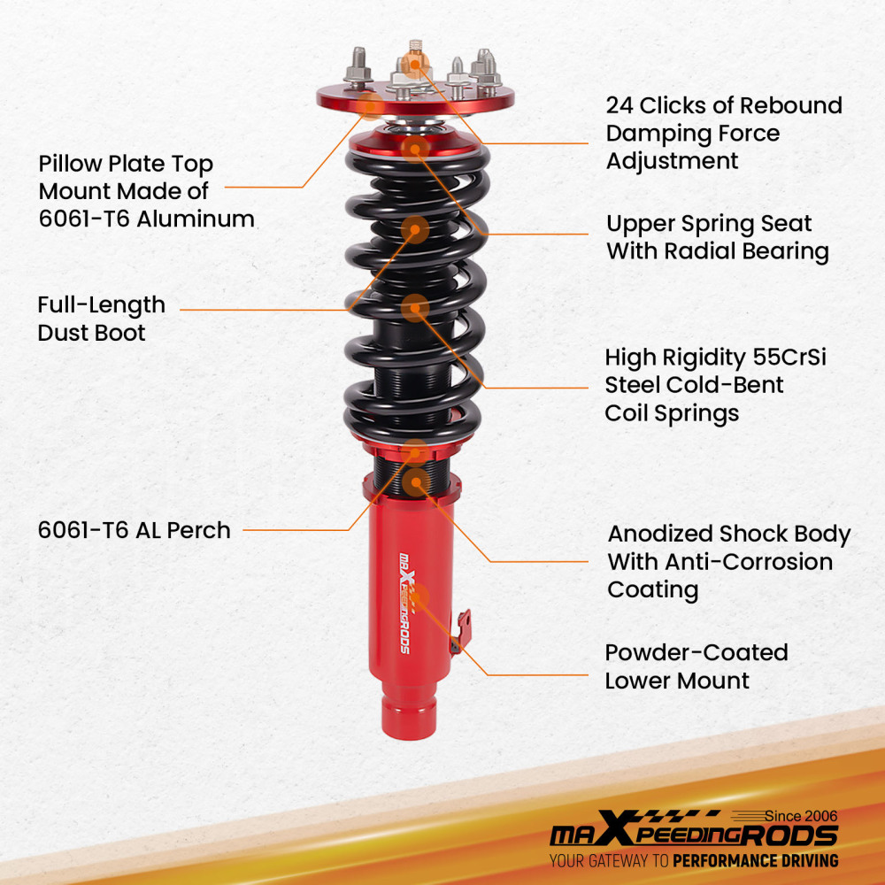 Coilovers 24 Way Damper Adjustable Lowering Coils compatible for Acura TL compatible for FWD/AWD 2009-2014