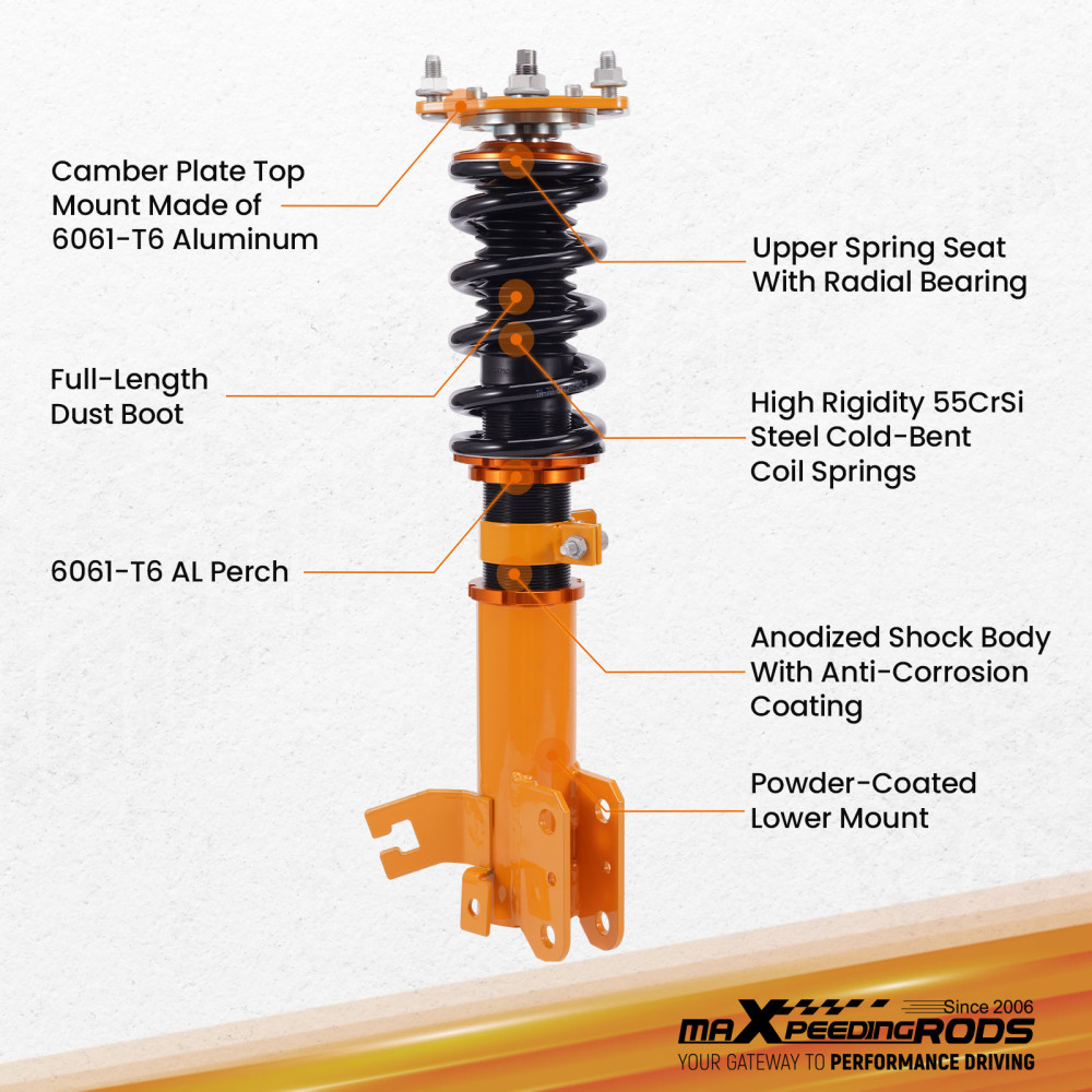 Coilovers Kit Regolabile Altezza Ammortizzatori compatibile per Nissan Maxima A34 2004–200