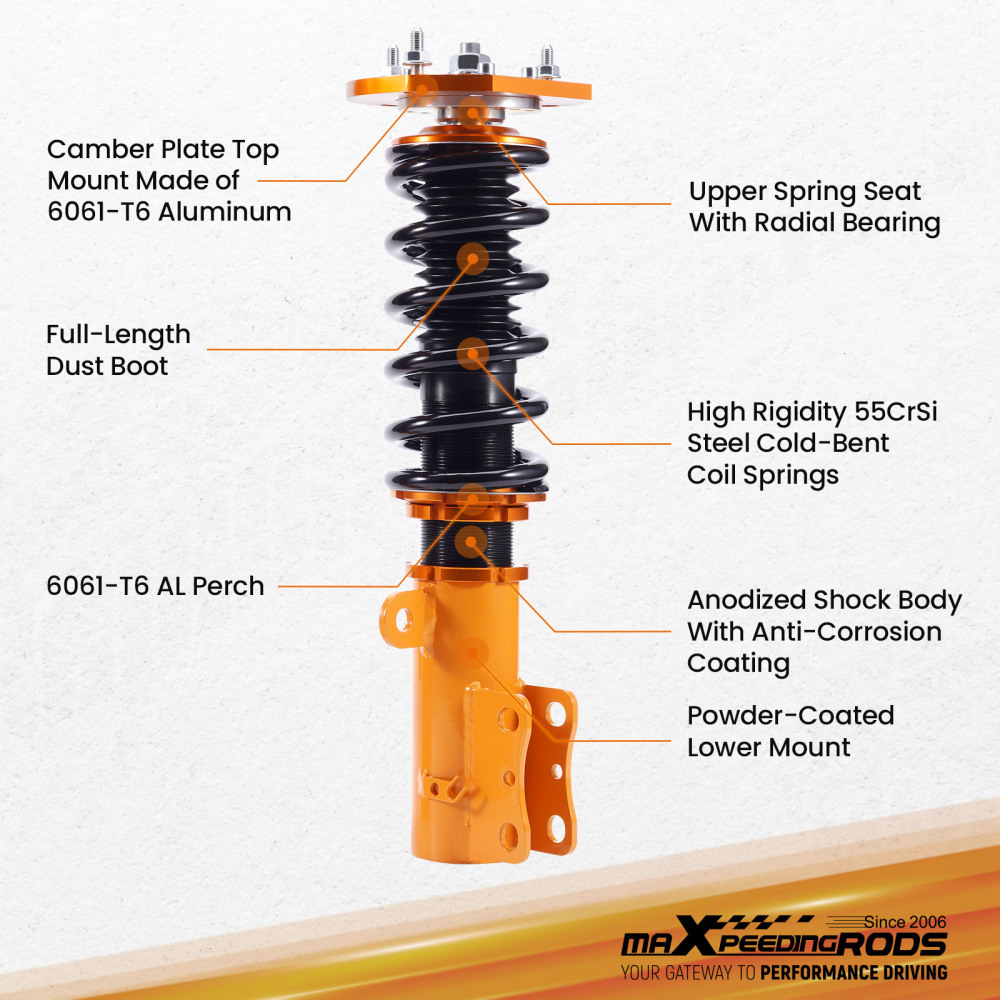 Maxpeedingrods Coilover Suspension Kits compatible for Chevrolet Cobalt 05-10 Adj. Height