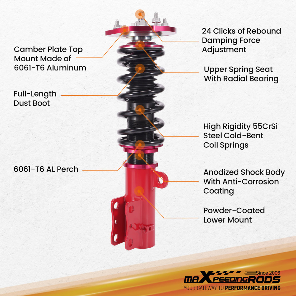MaXpeedingrods Damper Adjustable Coilover Strut Kit compatible for Chevrolet Cobalt 2005-10