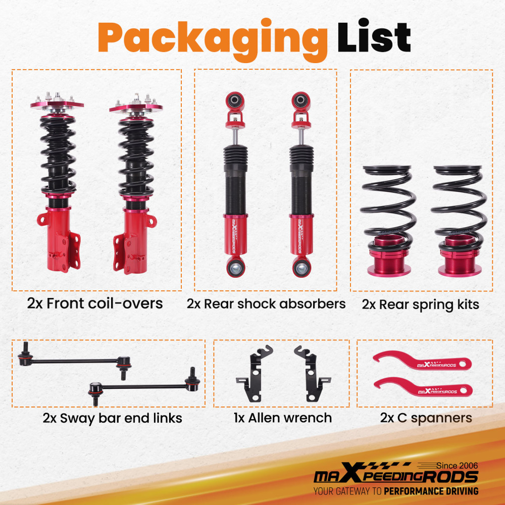 MaXpeedingrods Damper Adjustable Coilover Strut Kit compatible for Chevrolet Cobalt 2005-10