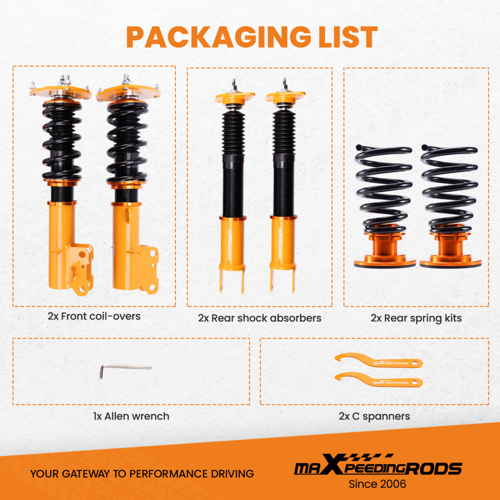 Compatible for Nissan Altima Sedan ( L32) 2007 - 2012 Coilovers Kits Compatible for Nissan Altima Coupe ( D32 ) 2008 - 2013 Shock Adj. Damper lowering kit