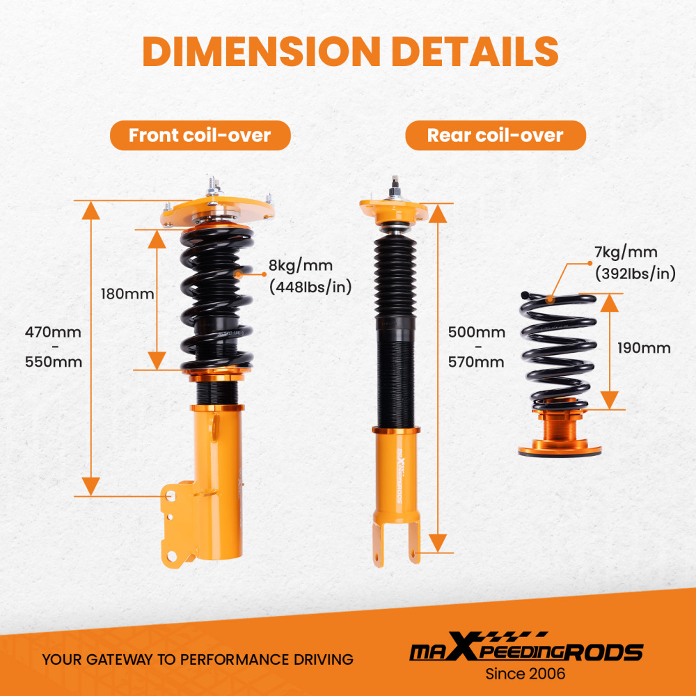 Compatible for Nissan Altima Sedan ( L32) 2007 - 2012 Coilovers Kits Compatible for Nissan Altima Coupe ( D32 ) 2008 - 2013 Shock Adj. Damper lowering kit
