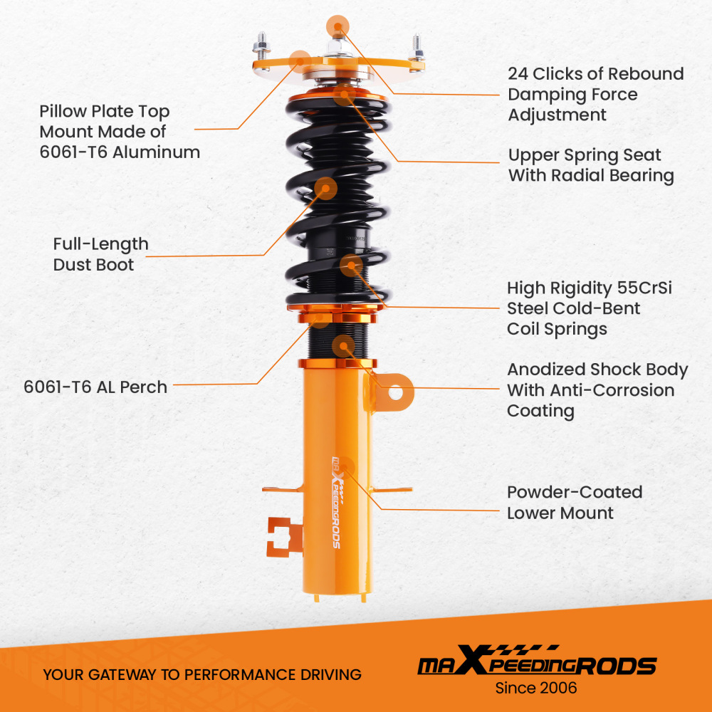 Compatible for Nissan Altima Sedan ( L32) 2007 - 2012 Coilovers Kits Compatible for Nissan Altima Coupe ( D32 ) 2008 - 2013 Shock Adj. Damper lowering kit