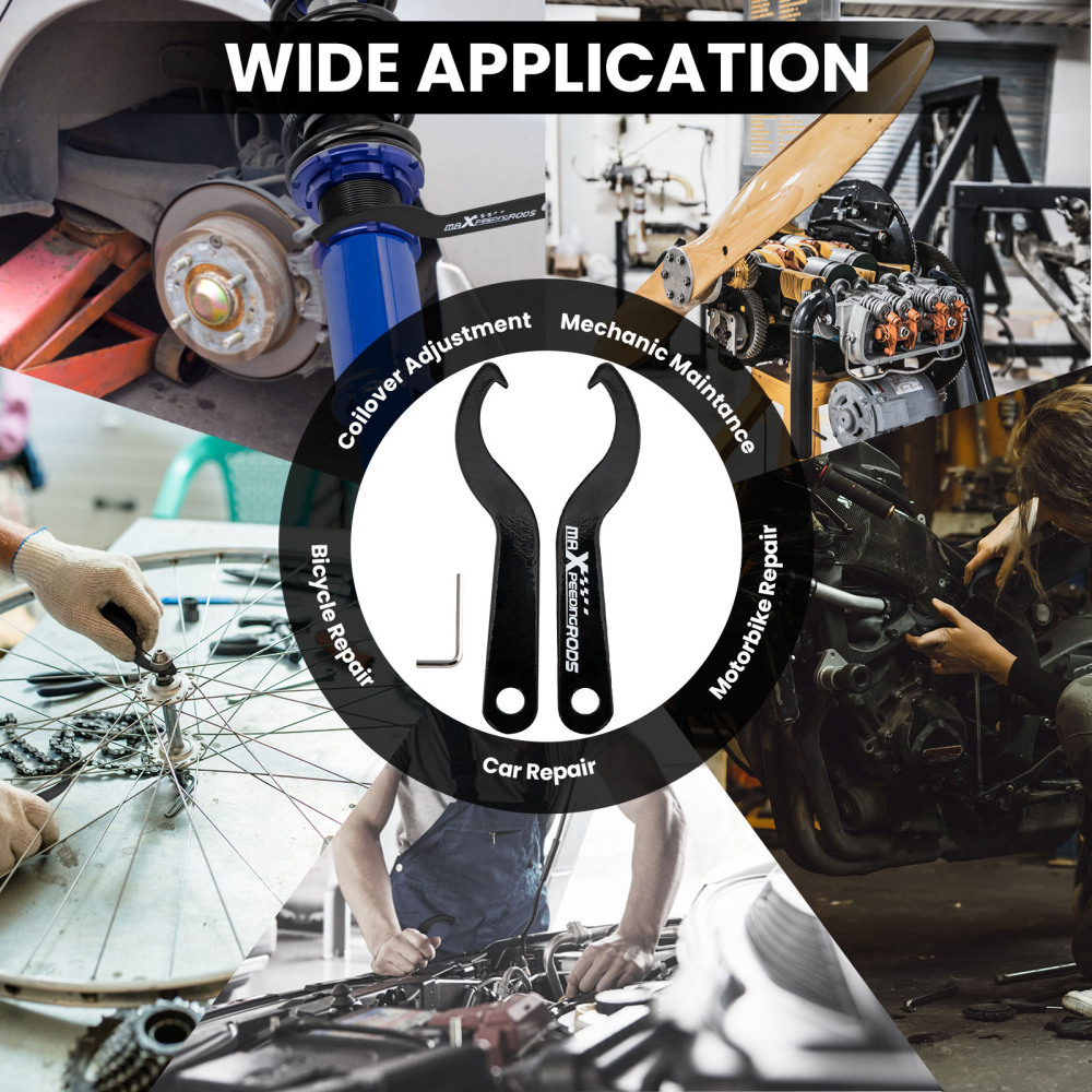 Strumento di regolazione coilovers Chiavi di regolazione del manicotto della molla dellammortizzatore elicoidale Nero