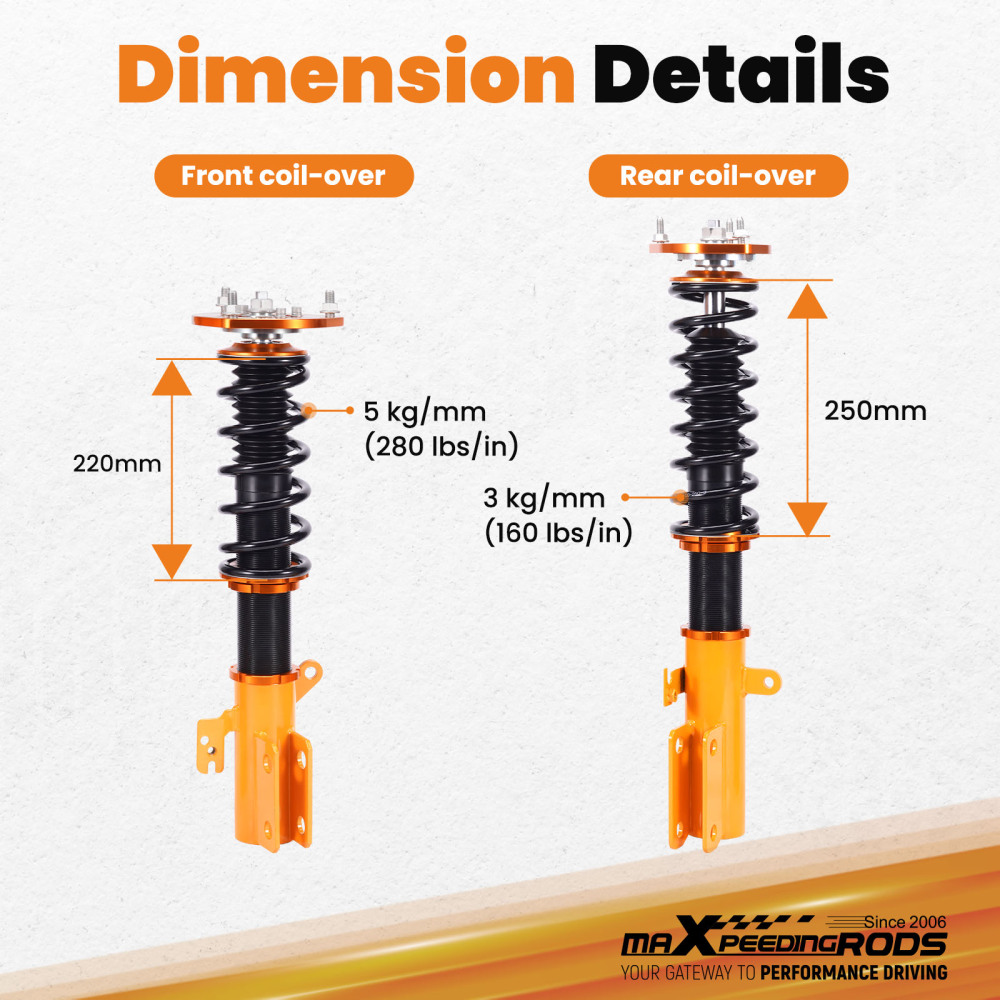 Suspension Amortisseur Kits compatible pour Toyota Camry AVALON 07-11 Ad. Height Coilovers