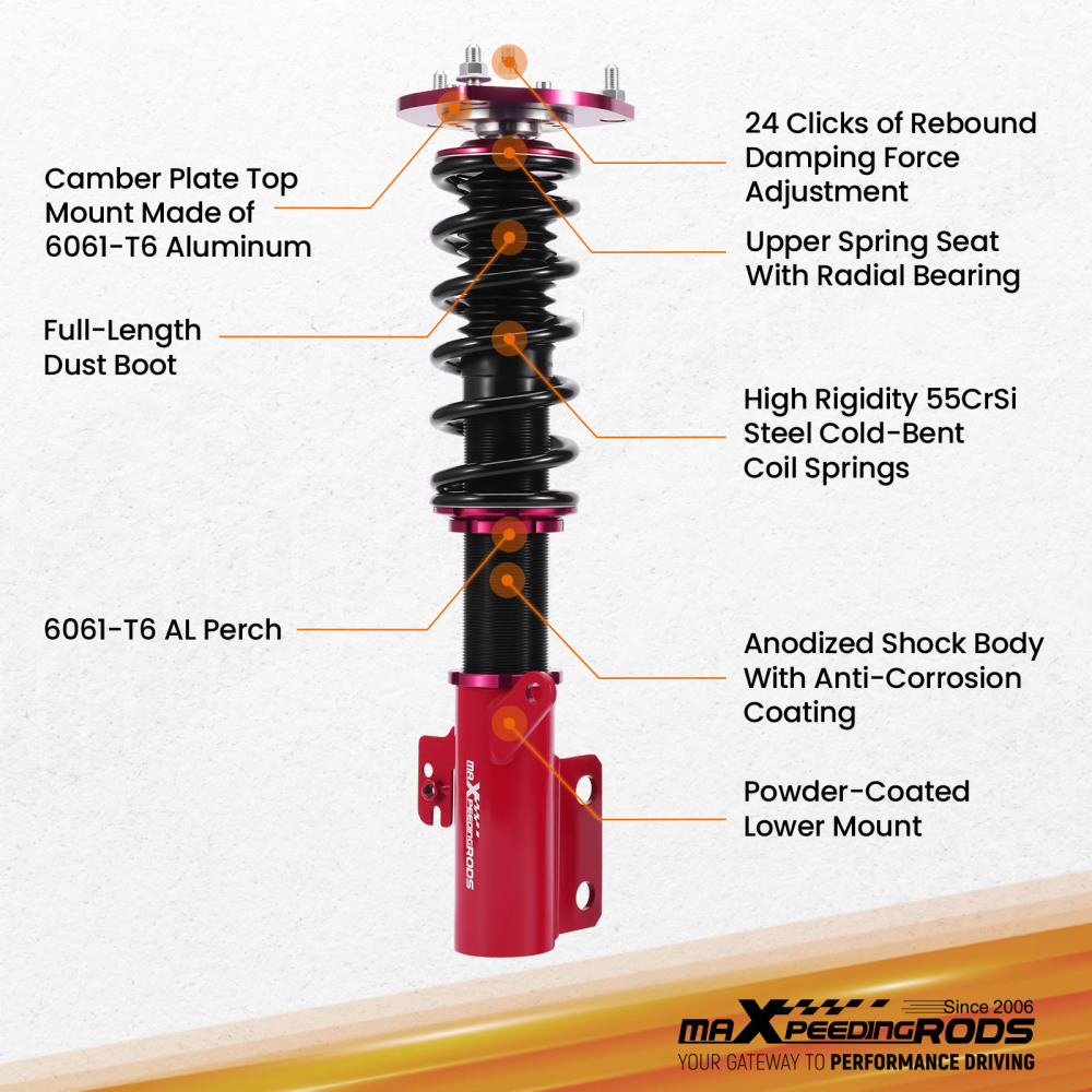 Proformance Coilovers Absorbers Lowering Spring Kit compatible for LEXUS ES350 2007 - 2009