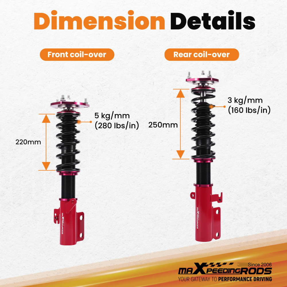 Proformance Coilovers Absorbers Lowering Spring Kit compatible for LEXUS ES350 2007 - 2009