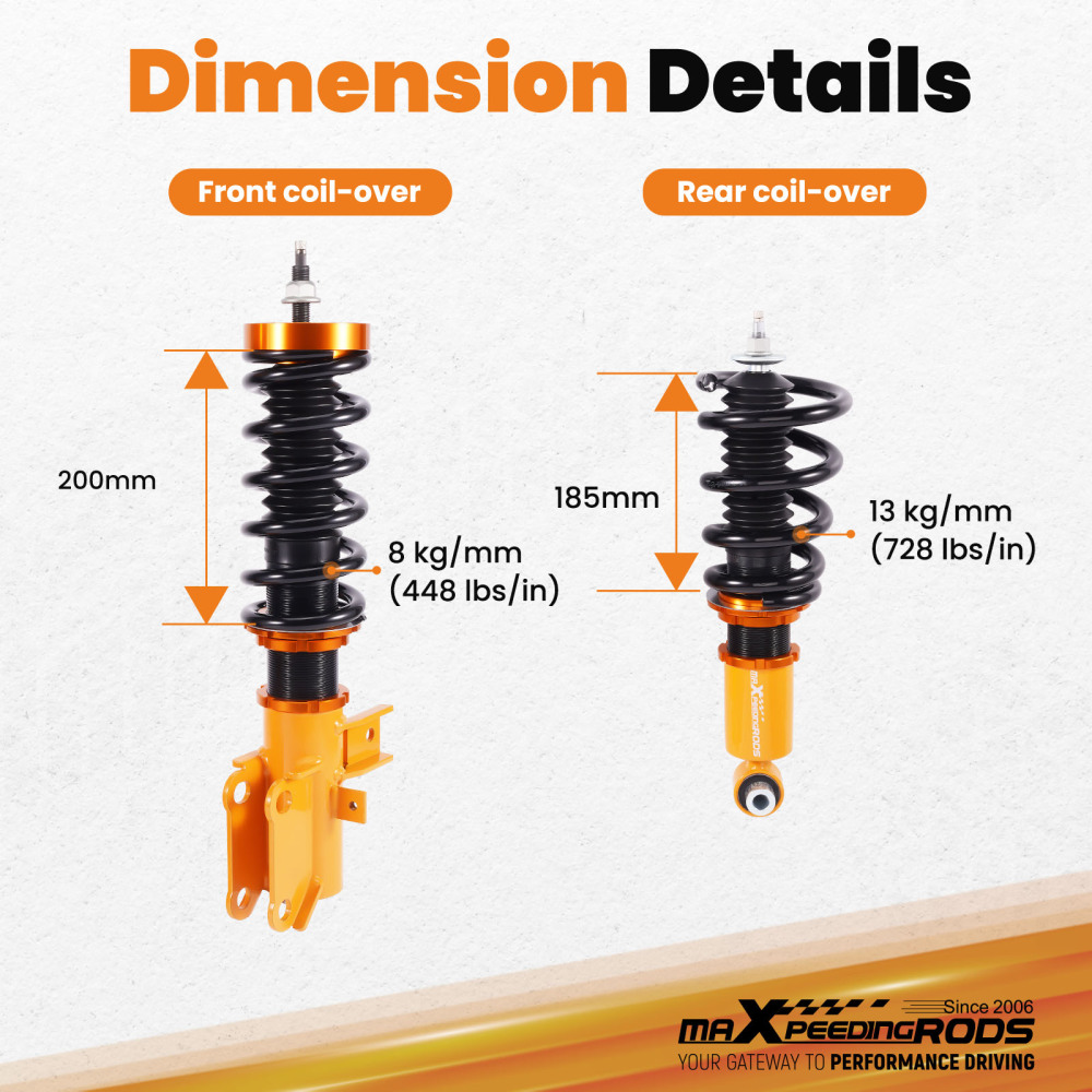 Coilovers 24 Way Damper Adjustable Suspension Kit compatible for Chevrolet Camaro 2010-2015
