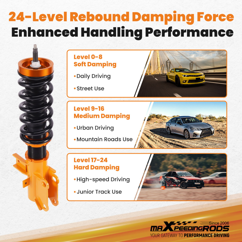 Coilovers 24 Way Damper Adjustable Suspension Kit compatible for Chevrolet Camaro 2010-2015