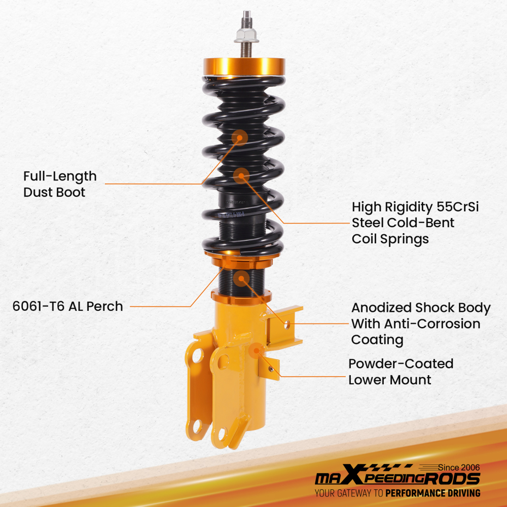 Coilover Kits compatible for Chevrolet Camaro 2010-15 Adj. Height Coil Springs Struts
