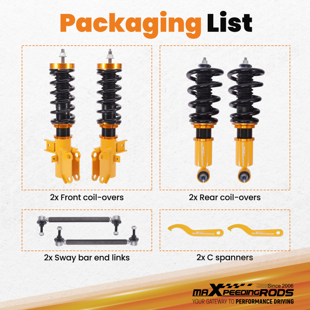 Coilover Kits compatible for Chevrolet Camaro 2010-15 Adj. Height Coil Springs Struts