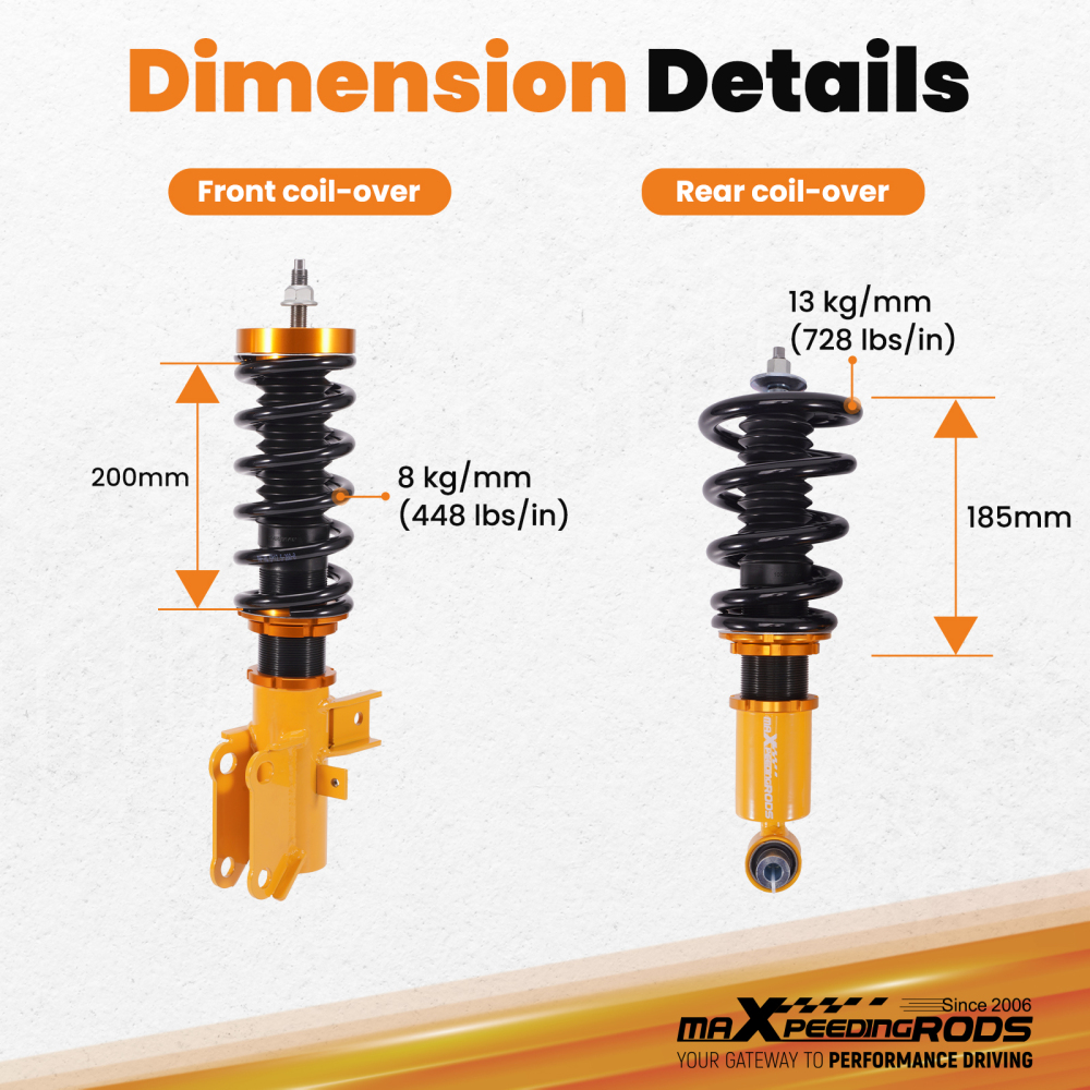 Coilover Kits compatible for Chevrolet Camaro 2010-15 Adj. Height Coil Springs Struts