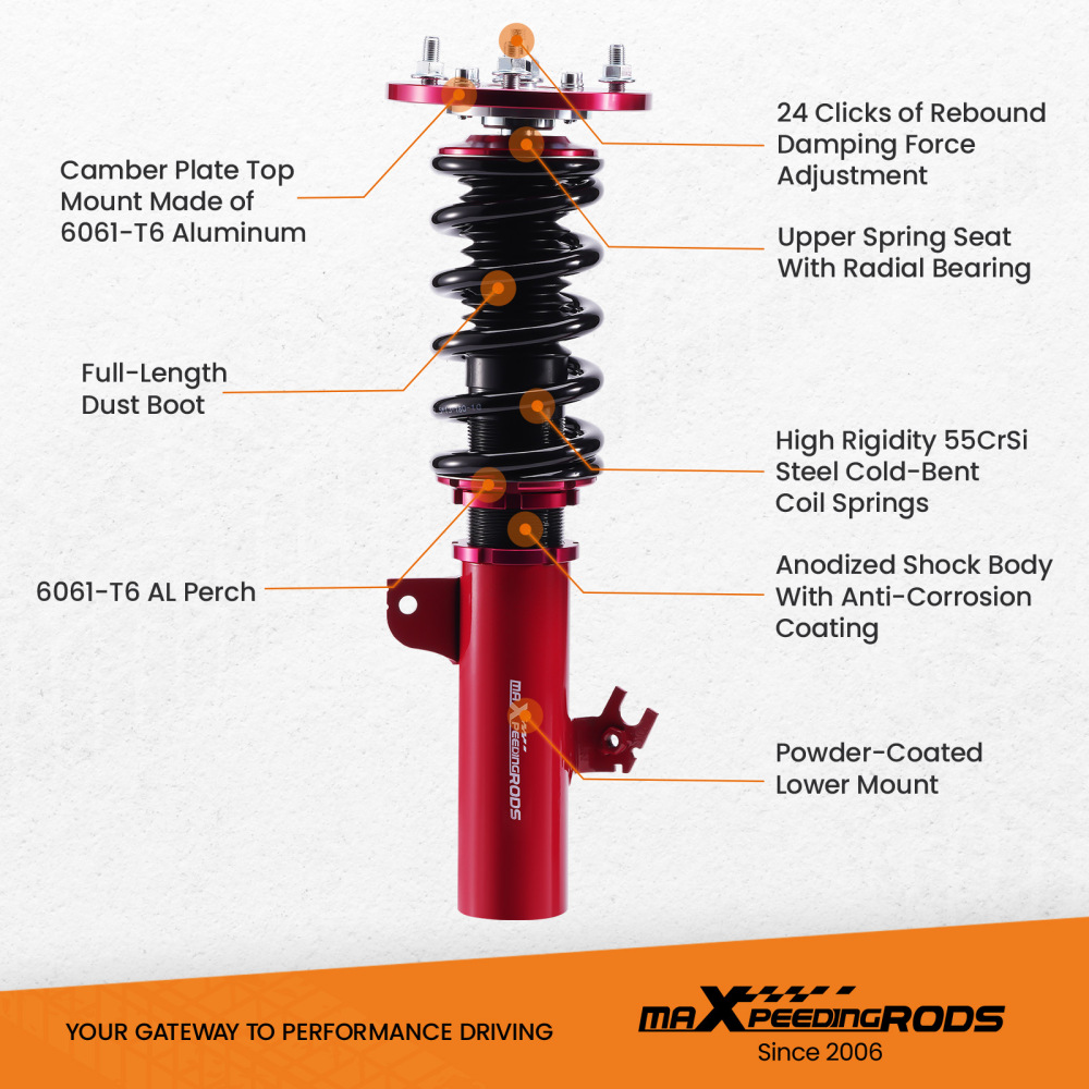 Compatible for Toyota Camry XV20 95-02 24 Steps Adjustable Damper Coilover Coilovers Struts Lowering Kit