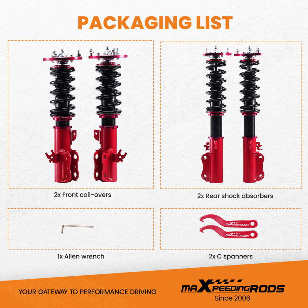 Compatible for Toyota Camry XV20 95-02 24 Steps Adjustable Damper Coilover Coilovers Struts Lowering Kit