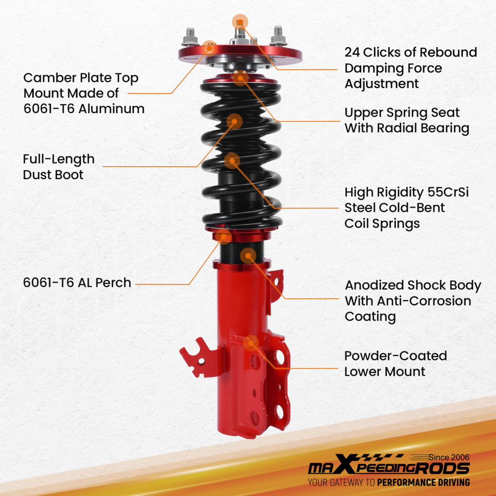 Compatible for Toyota Camry compatible for Lexus ES300 92-01 Racing Series Adjustable Height Suspension Coilovers Lowering Kit
